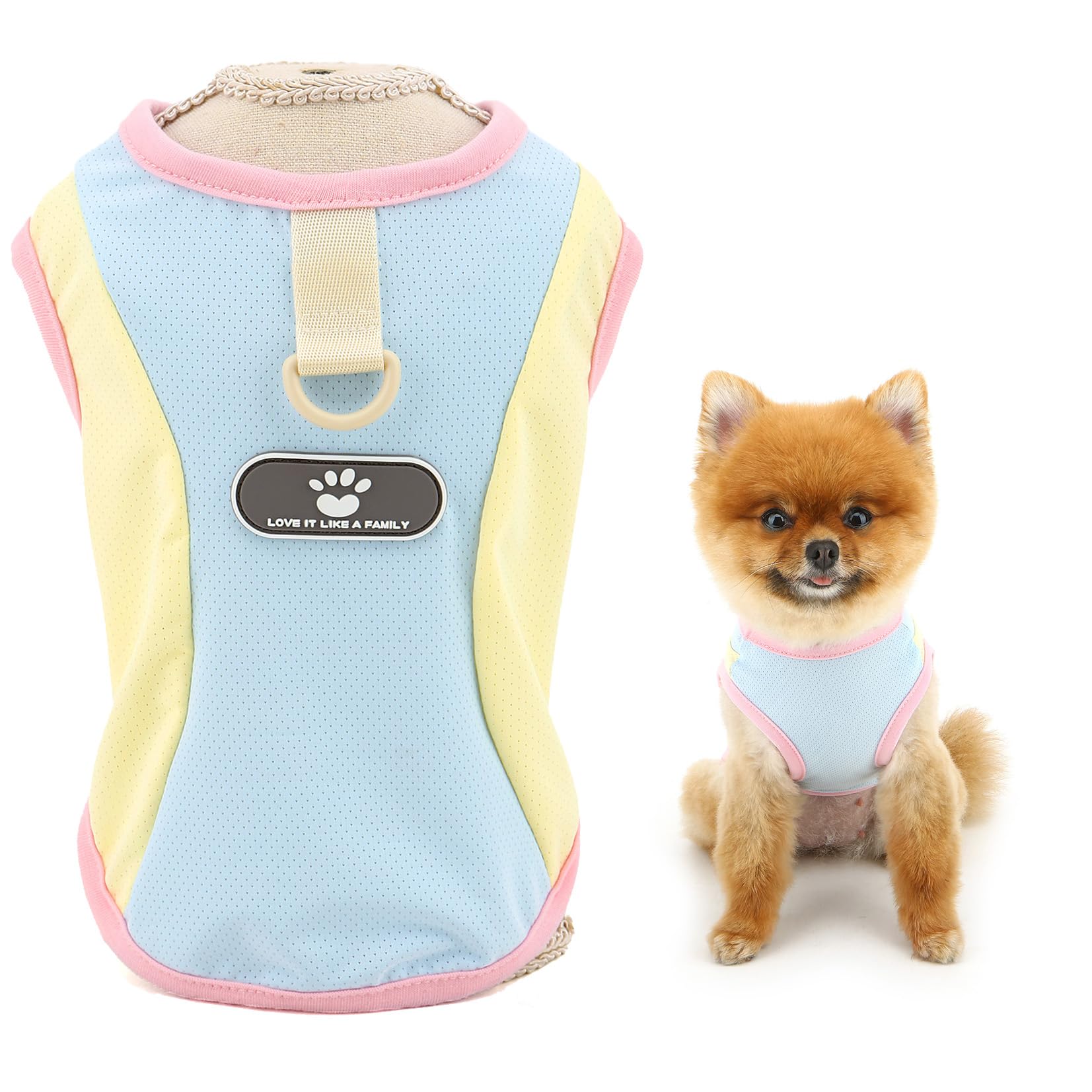 SMALLLEE_LUCKY_STORE Cool Mesh Dog T-Shirts for Extra Small and Small Dogs Pet Tank Top with D-Ring UV Resistant Puppy Shirt Breathable Summer Vest Chihuahua Yorkie Cat Clothes, Blue, XL