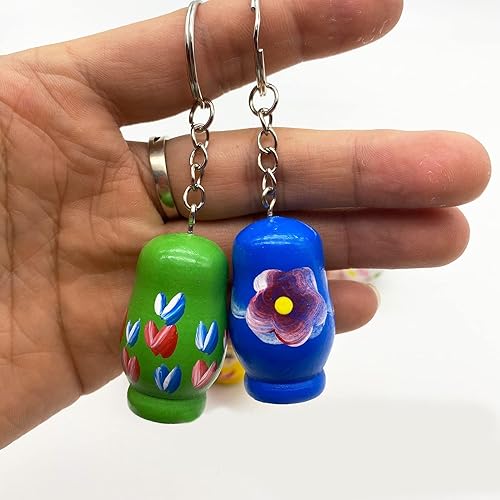 Miniatura 3 de Llaveros pequeños Matryoshka, juego de 3 muñecas rusas de madera, regalos decorativos, color al azar