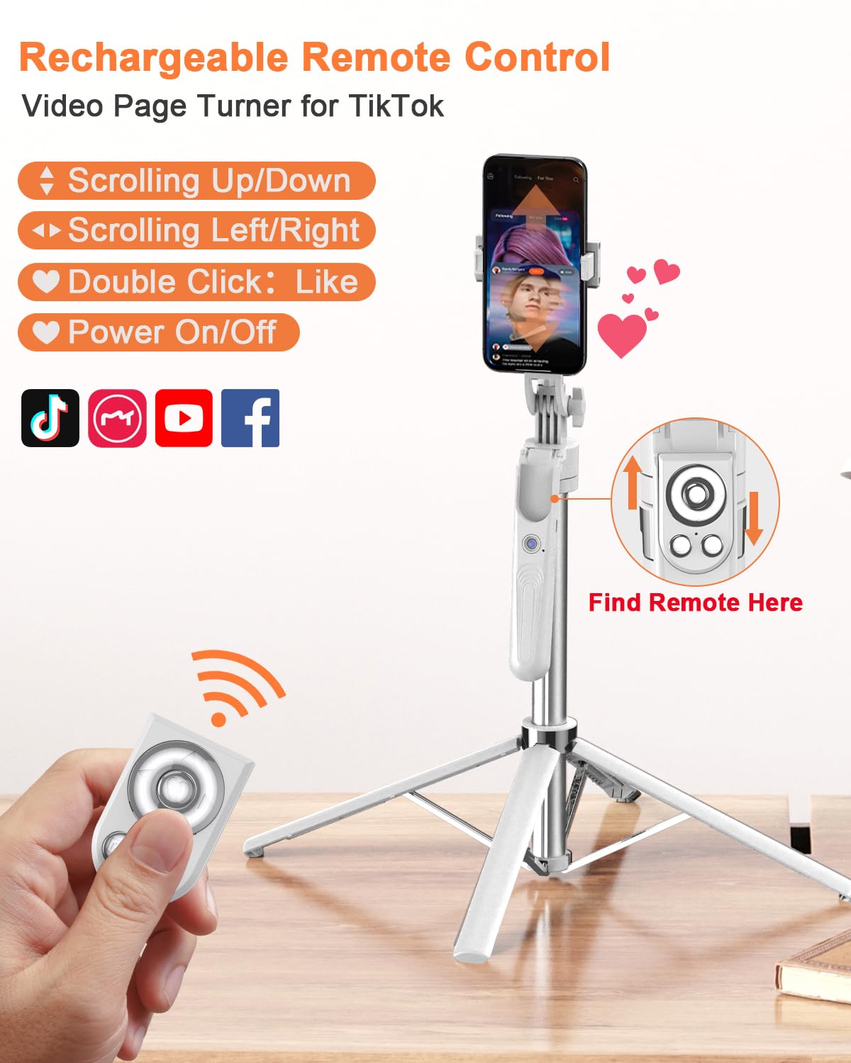 Trépied de suivi de visage automatique de 71 pouces pour iPhone avec lumière
