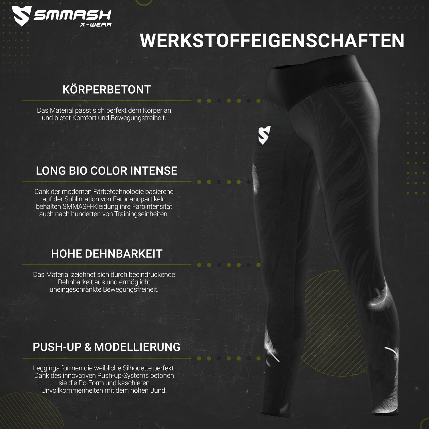 SMMASH Sport Leggings Damen Sportleggings Lang High Waist Push Up Blickdicht Elastisch Figurformend Sporthose Yogahose