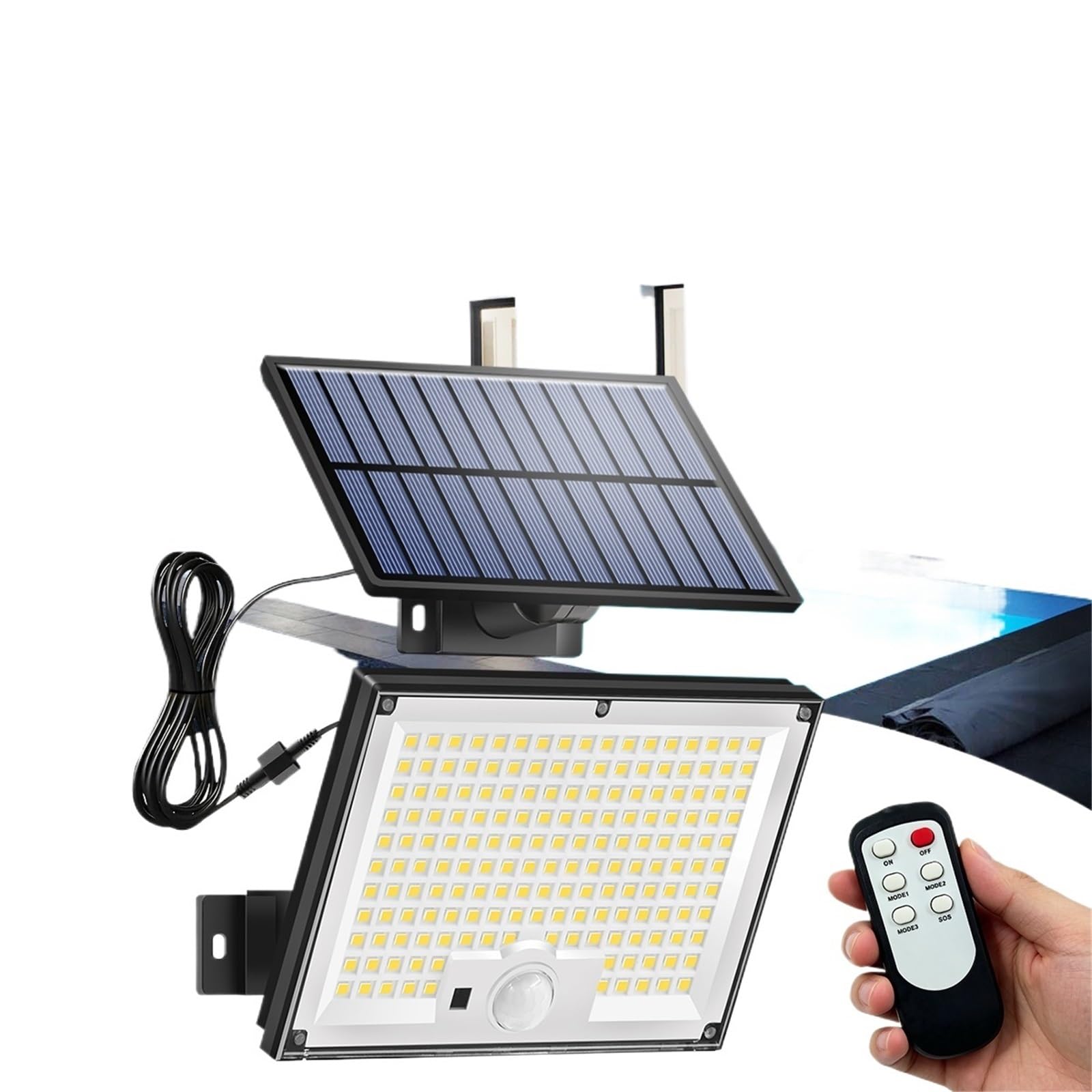 Solar Motion Sensor Outdoor Flood Lights with 16ft Cable IP65 Lamp