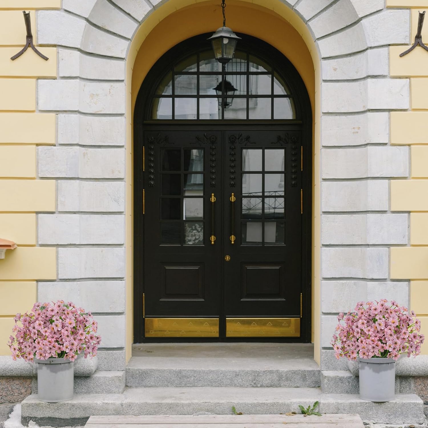 15 Bundles Artificial Flowers UV Resistant Outdoor Plants No Fade Faux Plastic Shrubs Fake Silk Flowers Window Box Garden Porch Home Decoration(Pink) - Image 3