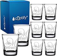 Vista 28 de Vasos de chupito personalizados elaborados con nombre de círculo de 2 onzas, parte inferior negra con texto personalizado para regalos, bodas