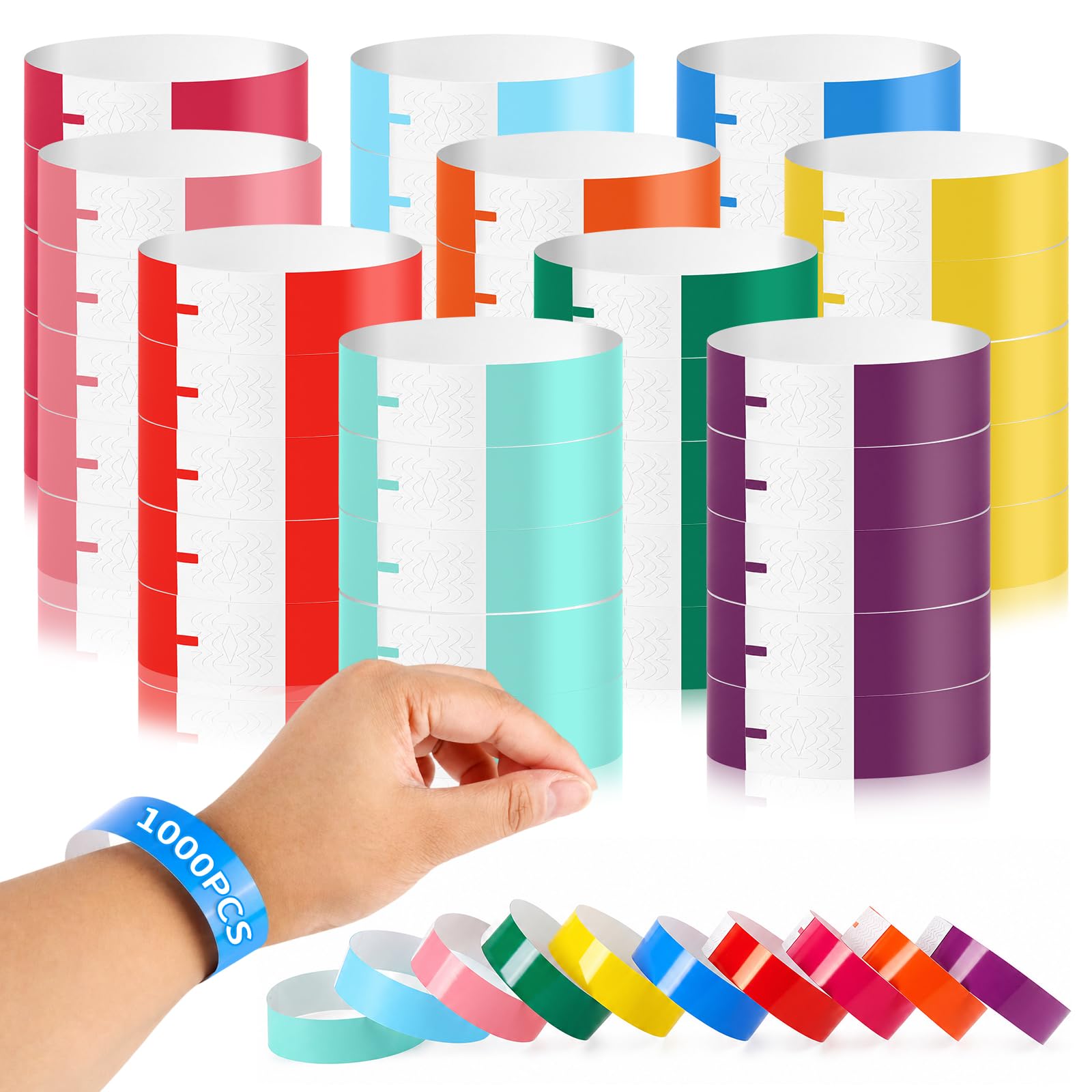 1000 Pcs Wristbands for Events, Waterproof, Polypropylene, Adjustable