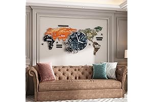 MEISD 43" Giant World Map Wall Clock | Modern Silent Non-Ticking Battery...