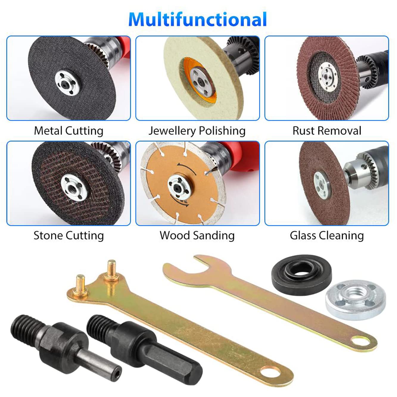 Kit 10 Pièces Pour Adapter Des Accessoires Sur Perceuse - Bielles De Conversion 6mm Et 10mm, Plaques, Clés