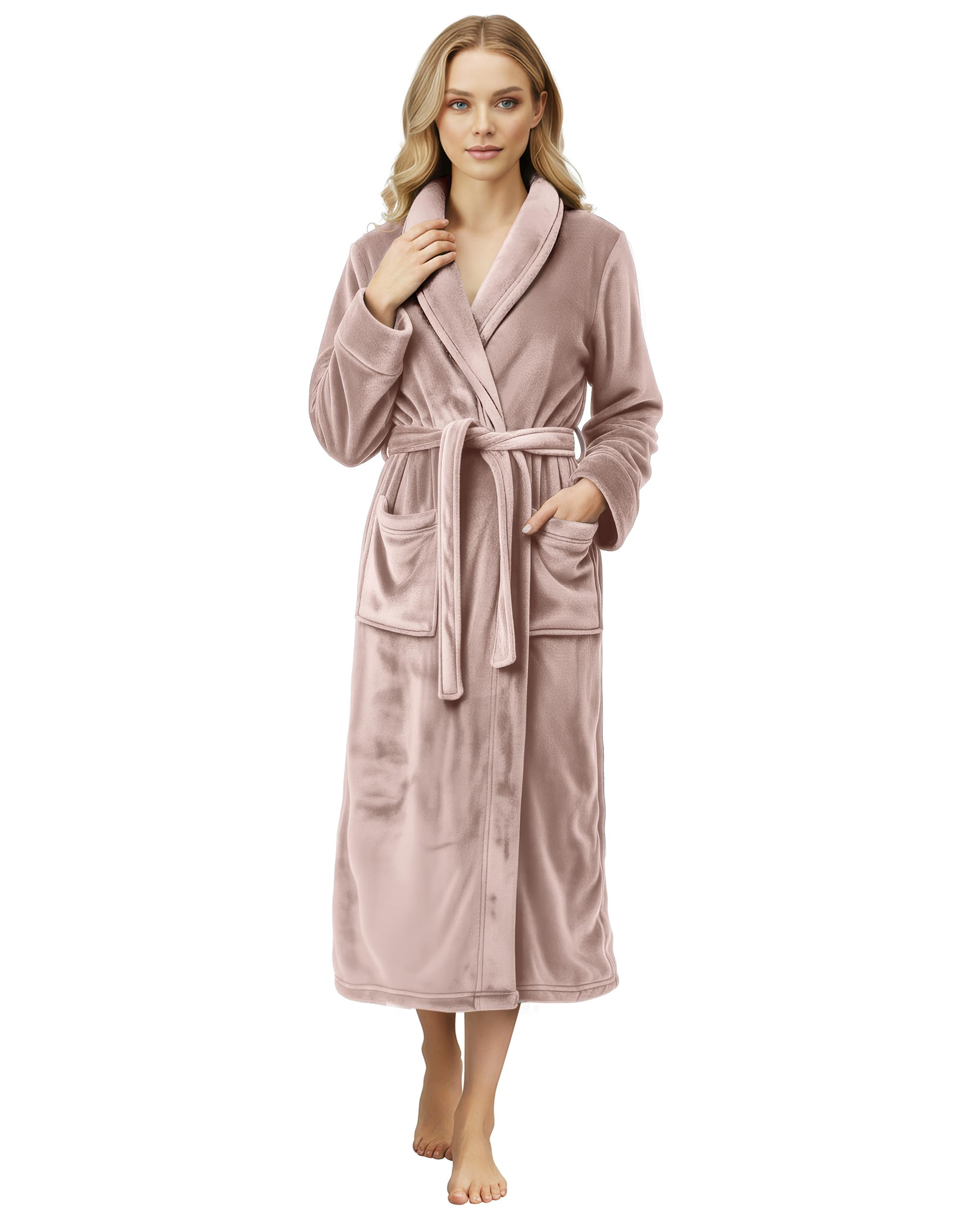 NY Threads Premium Womens Robe, Plush Fleece Long Bath Robe for Women, Fluffy Soft Women's Bathrobe
