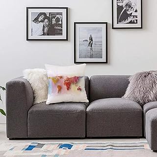 1 Housse de Coussin taie d'oreiller 40x40cm Carte du Monde, Carte Aquarelle du Monde avec Un schéma de Couleurs Vives Division abstrai Housse de Coussin décorative pour Salon et Chambre,