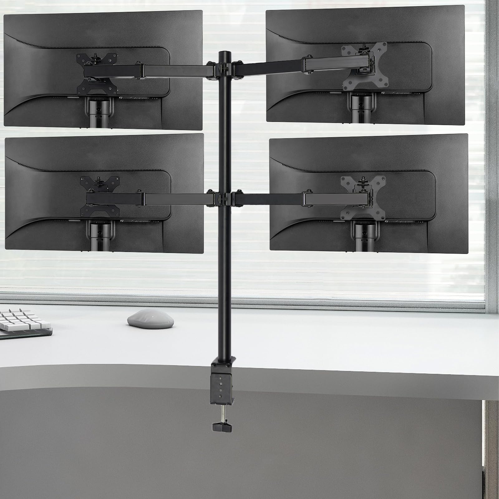 Supporto per monitor per 4 monitor da 10-27 pollici, fino a 11 kg, regolabile in altezza, VESA 75/100, nero