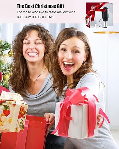 Miniatura 7 de DERGUAM - Vertedor de vino eléctrico, aireador de vino recargable con 2 tapones de vino, aireador automático portátil de un botón con cortador de