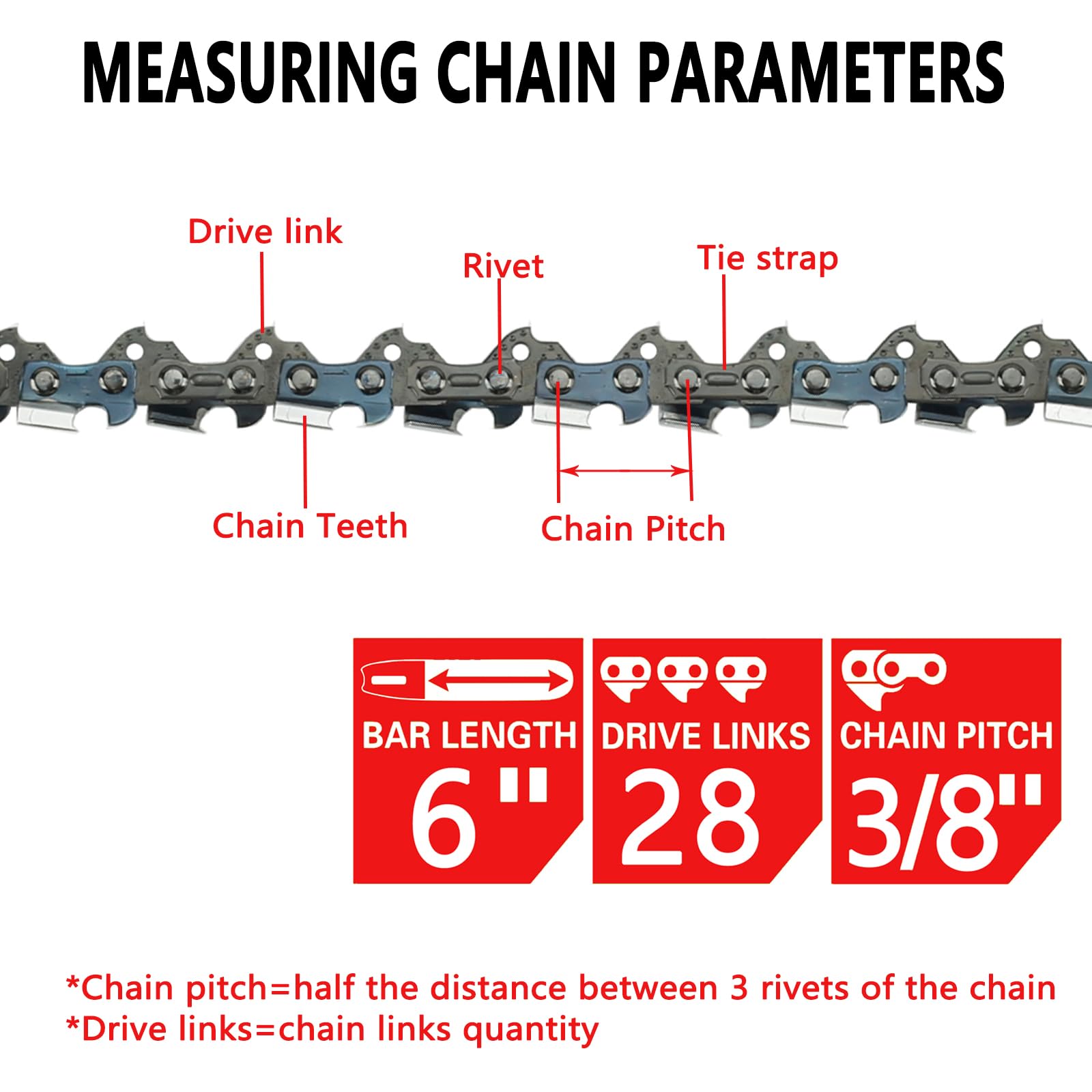 Copperhead 6" 3/8LP .043 28DL Chainsaw Chain – Fits Milwaukee M12 Hatchet 49-16-2732 - View #5