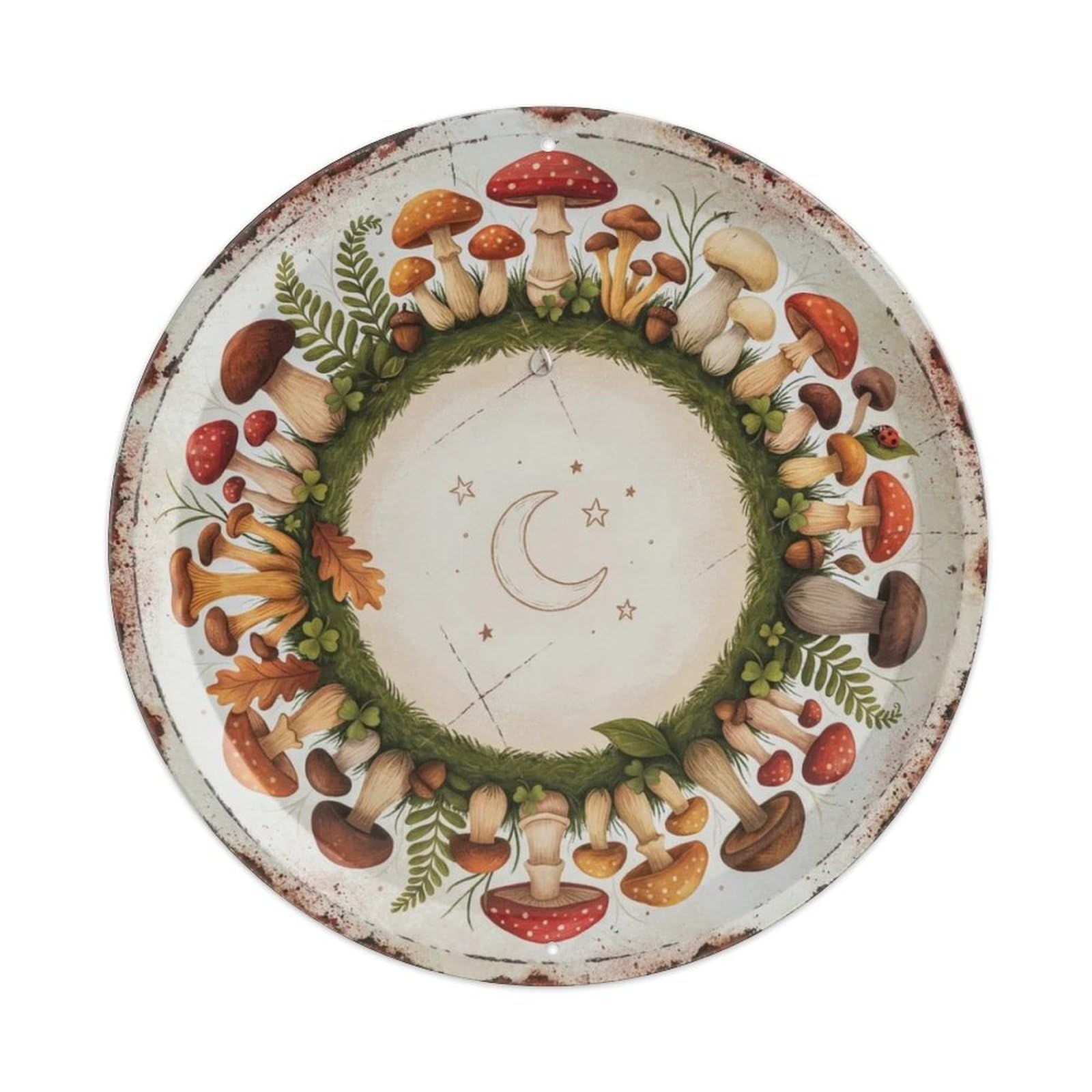 Whimsical Round Plant Sign Metal Tin Sign Plaque
