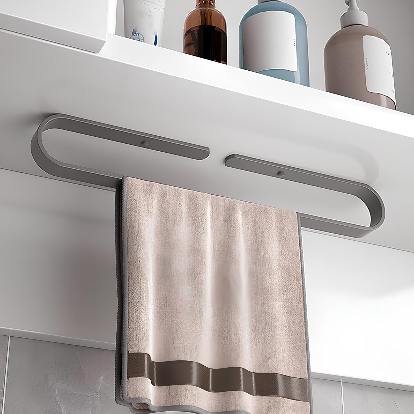 Toallero De Aluminio Autoadhesivo para Montar En La Pared De 30/40/50/60 Cm, Adecuado para Guardar Toallas, Zapatillas Y Tapas De Ollas, Lo Que Permite Ahorrar Un Valioso Espacio.(Gray,60cm/23.6in)