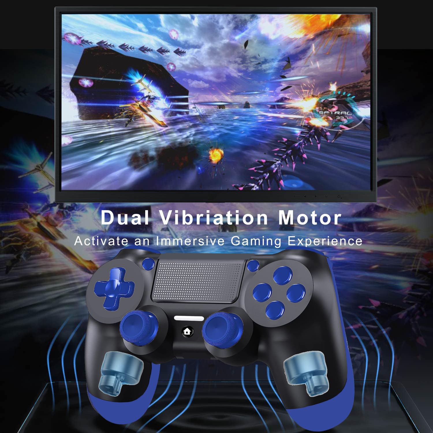 Wireless Controller per PS4, Controller per PS4, con jack audio, Vibrazione e Sei-Assi Sensore giroscopico, Pannello Touch, Controller per PS4/Slim/Pro/PC