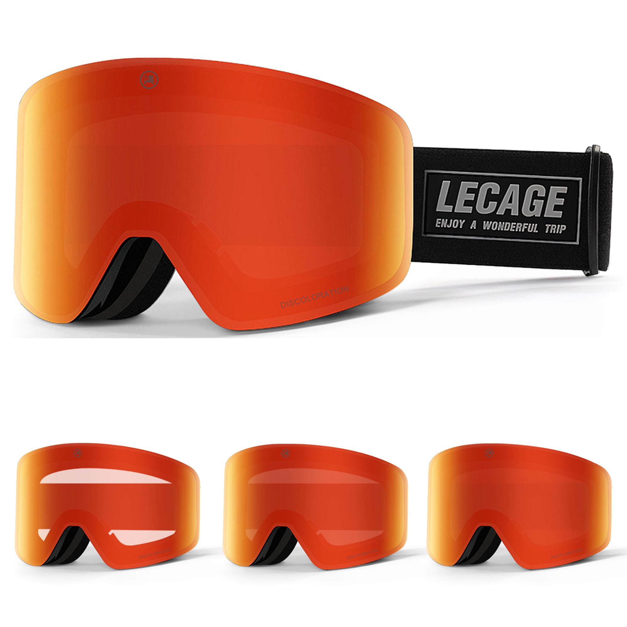 OTG bezramowe fotochromowe gogle narciarskie Light Adaptive PRO Anti-Fog, ochrona przed promieniowaniem UV, gogle snowboardowe/śnieżne dla mężczyzn i kobiet