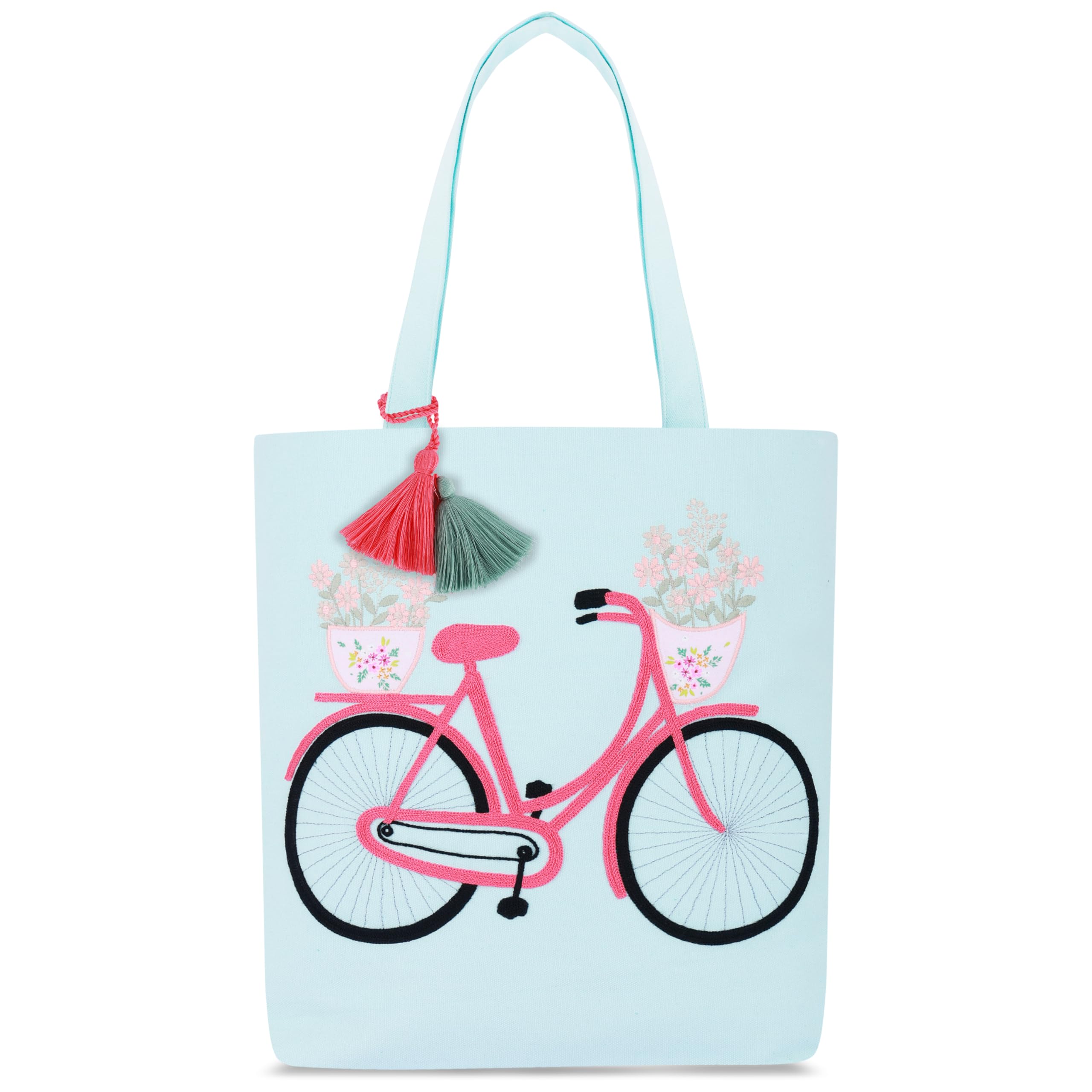 MASQby Q-one Embroidered Large Tote Bag for Women,Tote Bag for Girls, Designer Stylish Cotton Handbags, Canvas Tote Bags for College