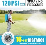 SideKing Knapsack Sprayer 16L - Electric Garden Sprayer with 120 PSI Powerful Pressure, 4000mAh Long Runtime Battery, Dual Wands, Comfort Back Pad, Backpack Sprayer for Lawn, Weed, Patio (Charger Inc) - 3