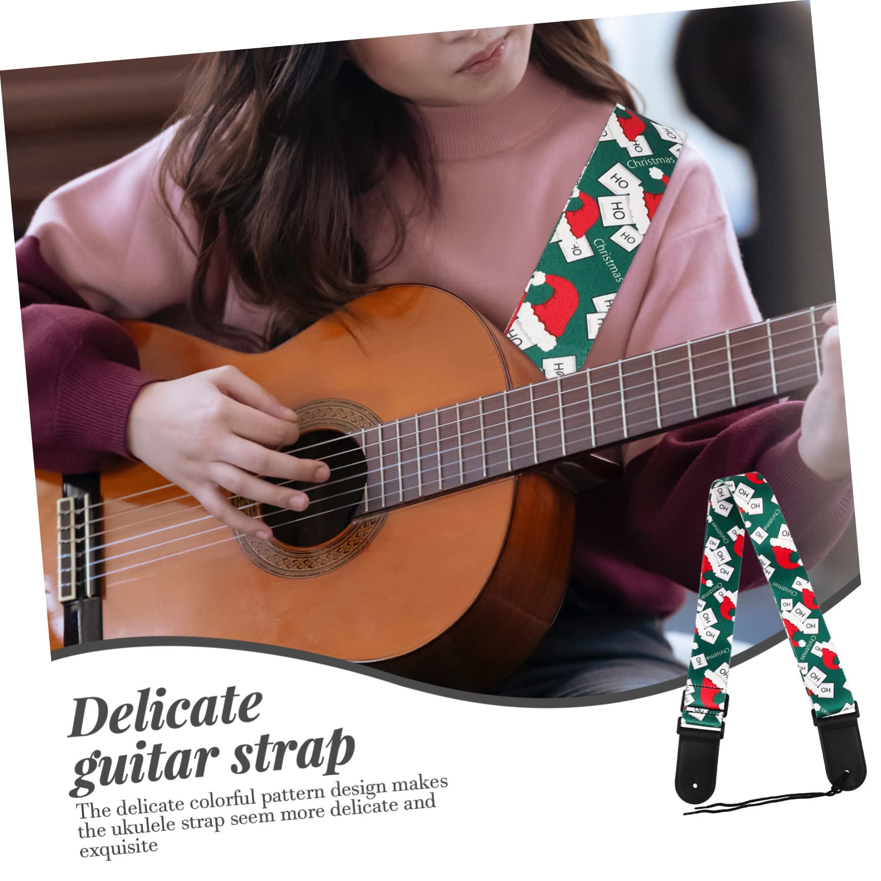 ibasenice 5piezas Correa De Guitarra Ajustable Diseño Navideño Strap Para Ukelele y Guitarra Eléctrica De Cumpleaños Accesorio Práctico