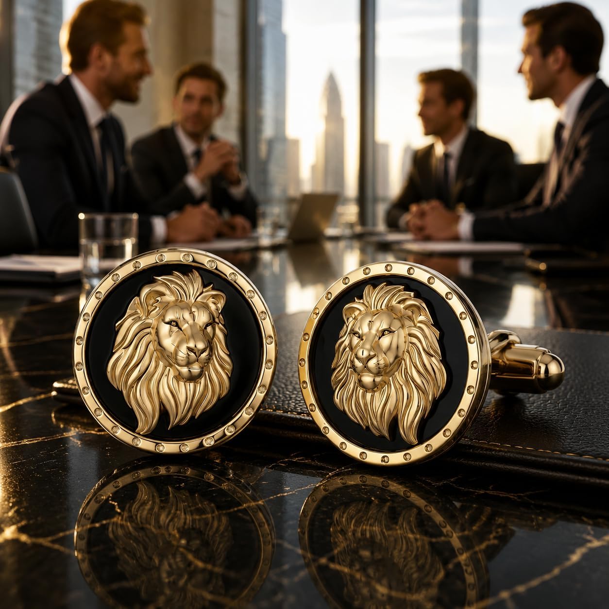 Cufflinks for Men Sterling Silver Lion Black Onyx Cufflinks Black Onyx Jewelry for Men Father