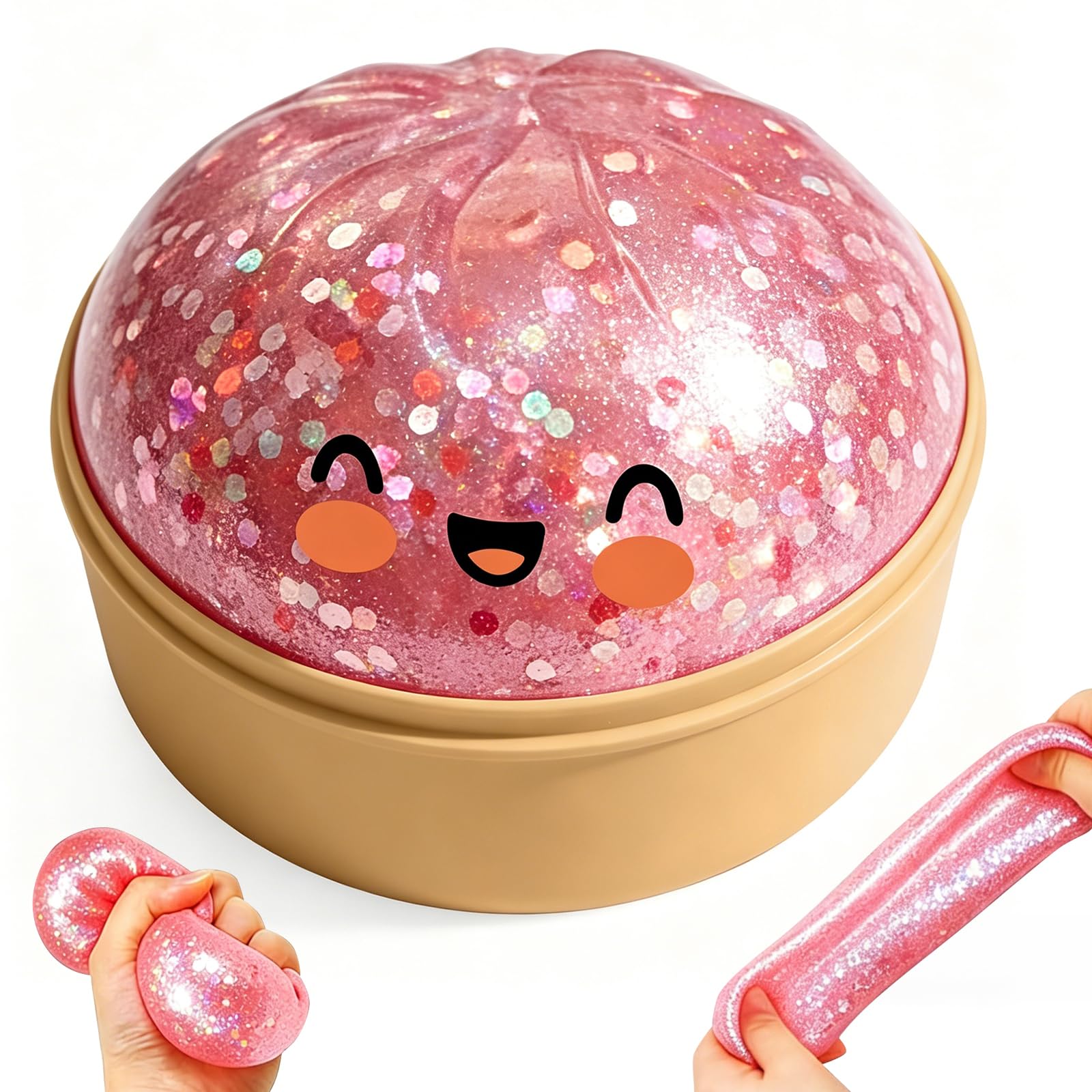 Giant Dumpling Squishy— Squishy Dumpling Toy, Delightfully Tactile,Stress-Relieving Desktop Companion with a Soft, Slow-Rising Texture to Help You Unwind (Translucent Pink)
