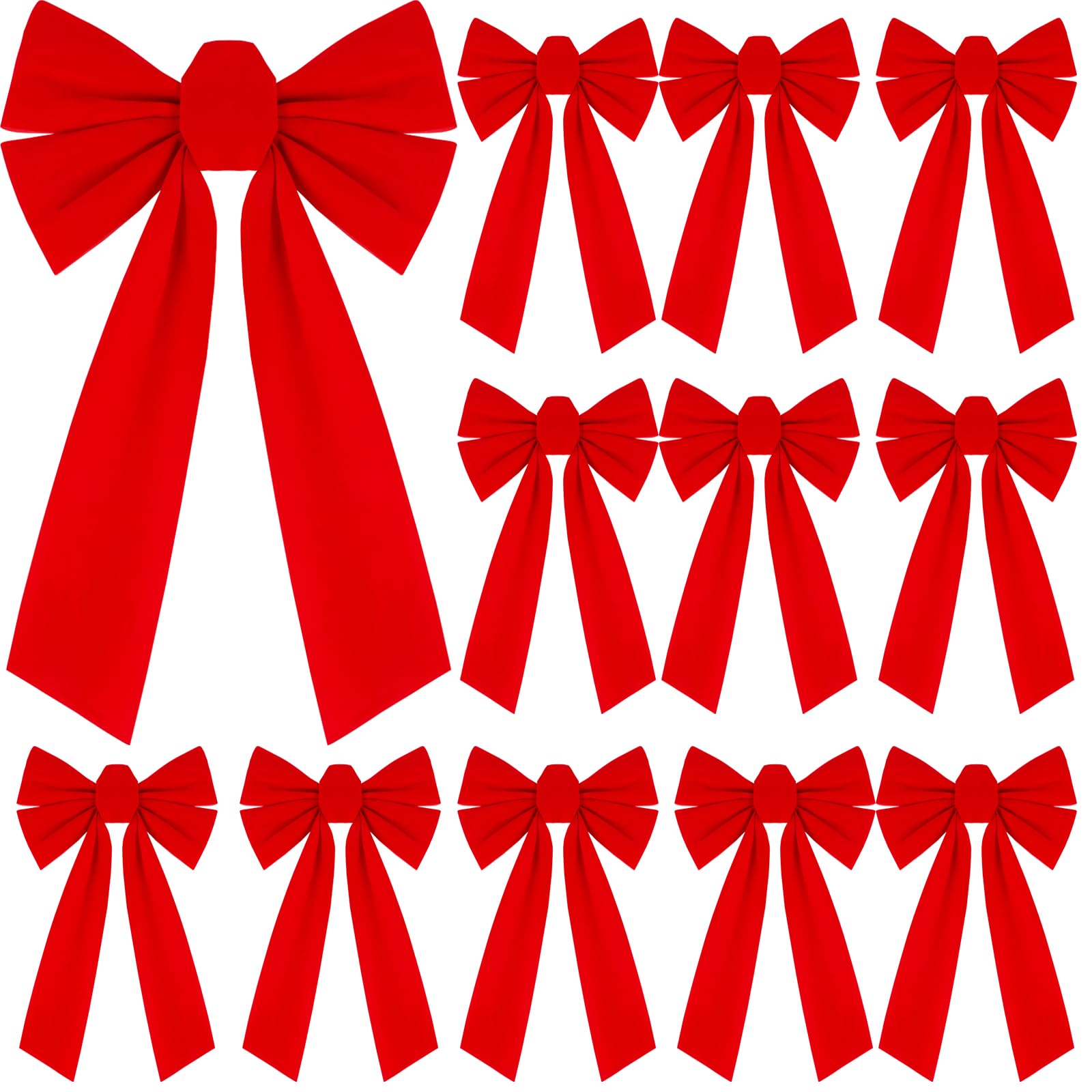 KIMOBER 12PCS Large Red Velvet Christmas Bows, 13 X 9 Inches Decorative Christmas Wreath Bows for Xmas Tree Garland Party Decoration