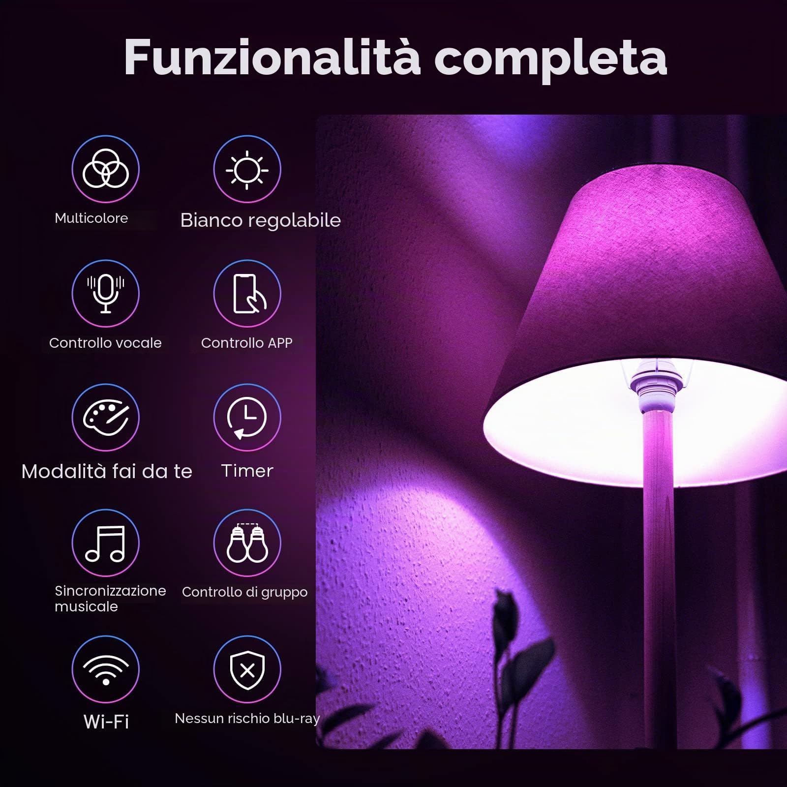 Linkind Matter Smart RGBTW Lampadine, Lampada E27 Alexa, 9W(Equivalenti a 60 W) — immagine 11 di 16