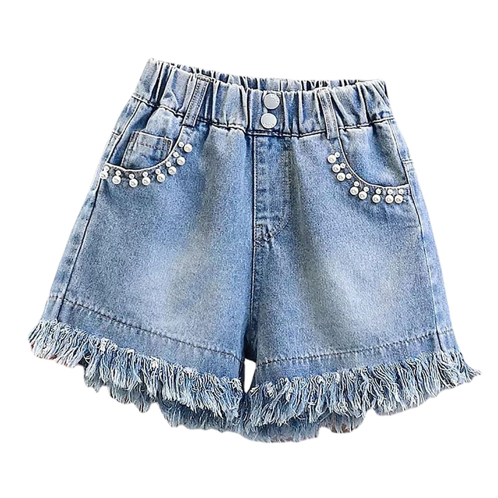 Shorts da Ragazze Estate Pantaloncini Casual Baggy Gamba Larga da Bambine Vintage Pantaloni Corti Elastico in Vita Alta Pantaloncini Bimba Nero/Bianco/Grigio/Blu Navy