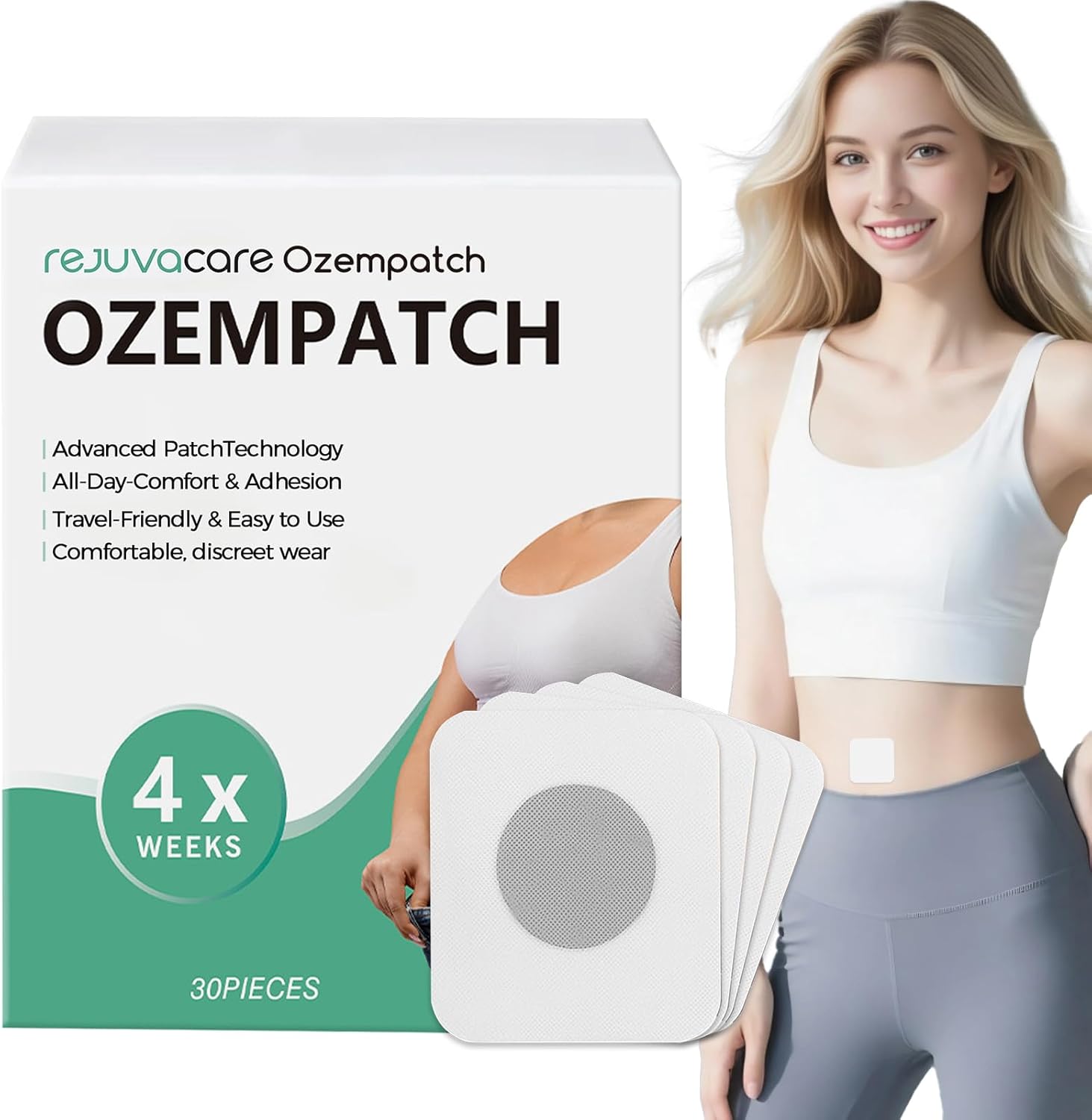Rejuvacare Ozem Body Patch for Women, Works All Over The Body Around The Clock, Comfortable & Discreet Support, 1 Month Supply, Easy Daily Application, Natural Ingredients Patchs for Body