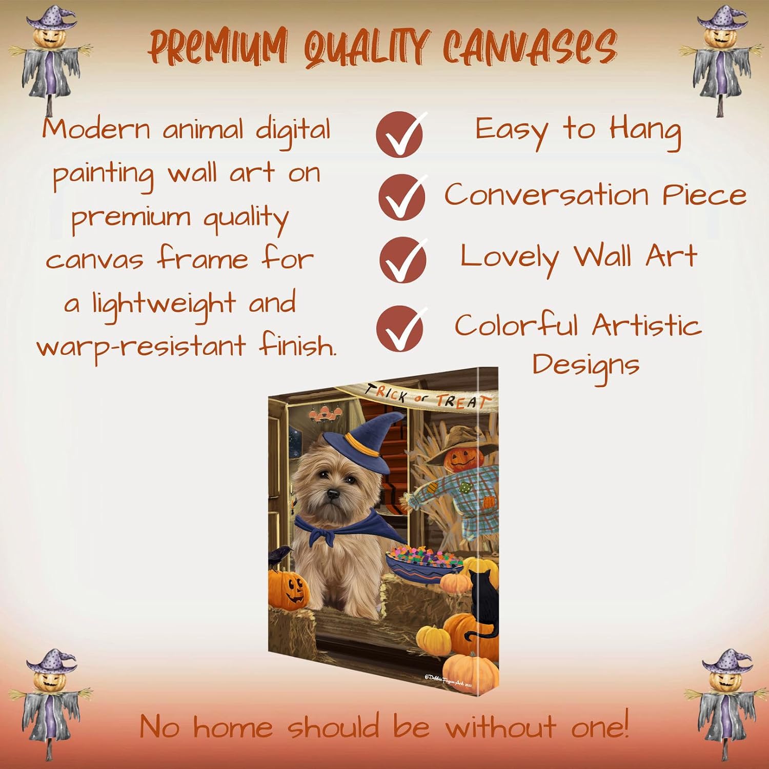 Enter at Risk with Cairn Terrier Dogs Canvas Wall Art - Premium Quality Ready to Hang Room Decor - White Floating Framed 16" x 24"