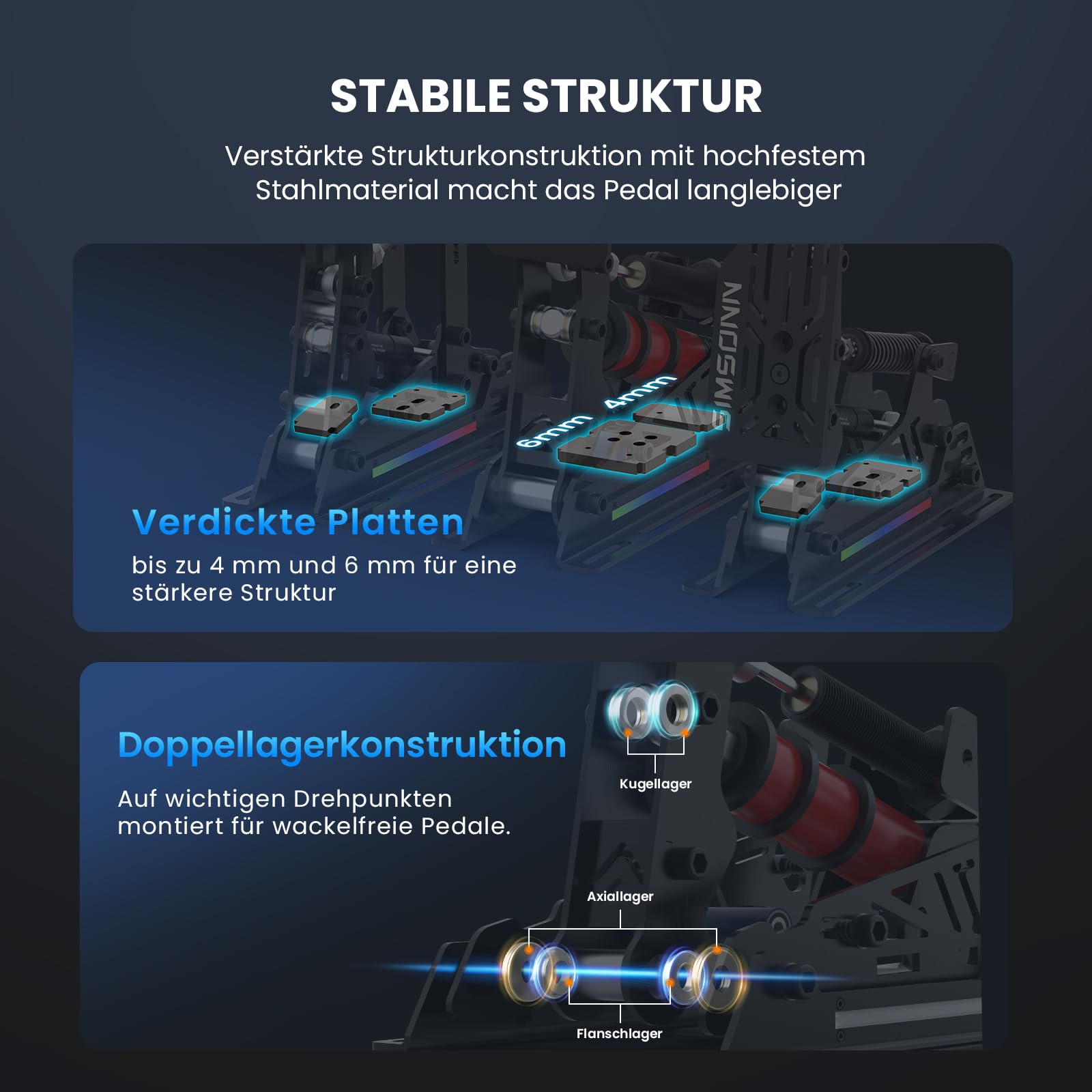 SIMSONN PRO X Ultra-Pedale, Sim-Racing-Pedale, PC-Racing-Simulator-Pedale (PRO X Ultra-P3-H3)