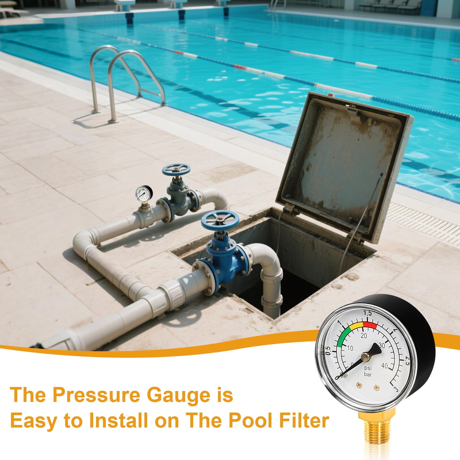 Wasserdruck Manometer 0-3 Bar - 1/4 Zoll Messing Für Pool & Filteranlagen | Präziser Druckmesser