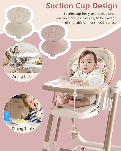 Miniatura 4 de Paquete de 6 correas de silicona para juguetes para bebé con 2 bases de ventosa, soporte de silicona para chupete, correa de juguete, soporte