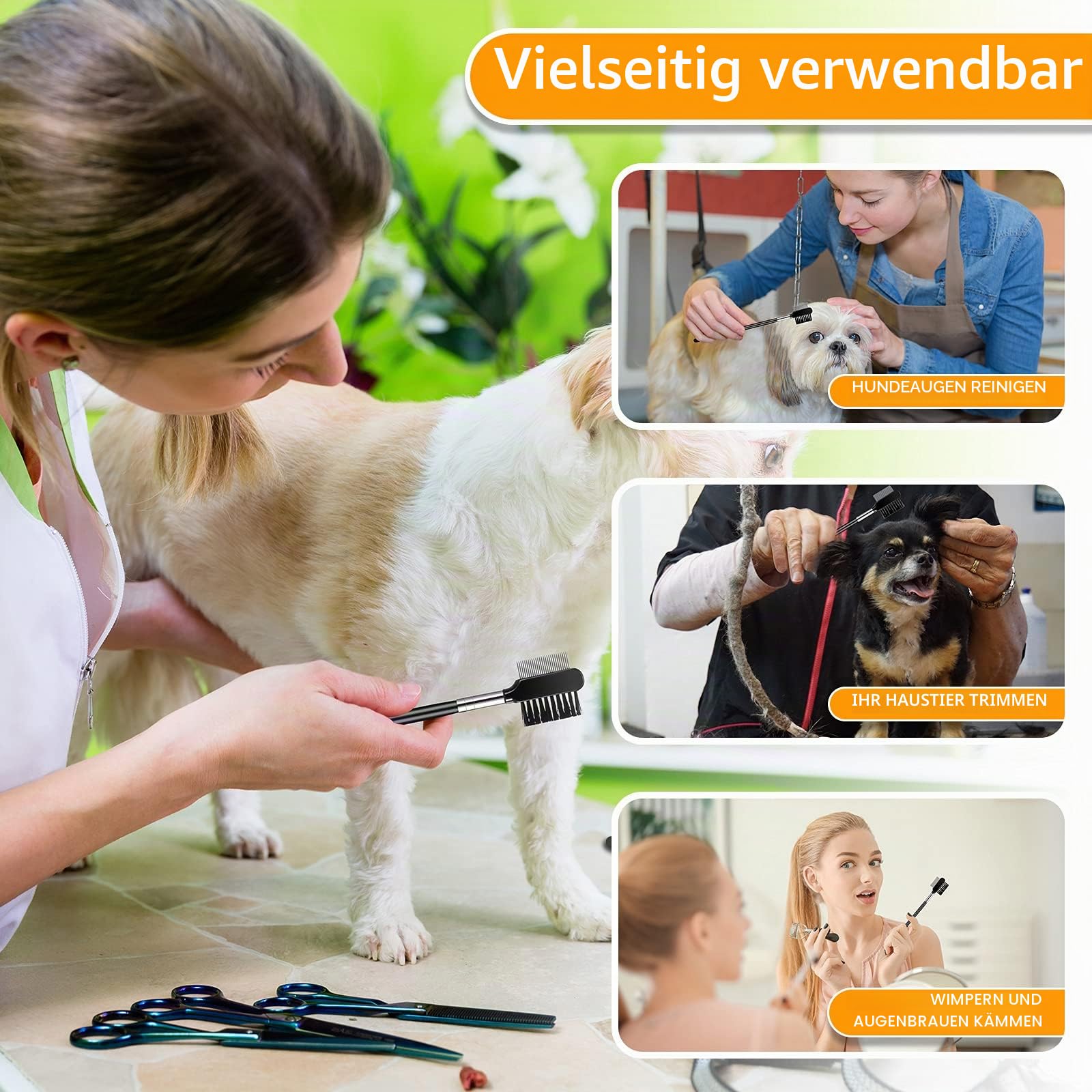 2 Stücke Tränenfleck Entfernung Kamm Hunde Augen Pflegekamm Doppelseitiger Hunde Augen Kamm zum Entfernen von Krusten und Schleim