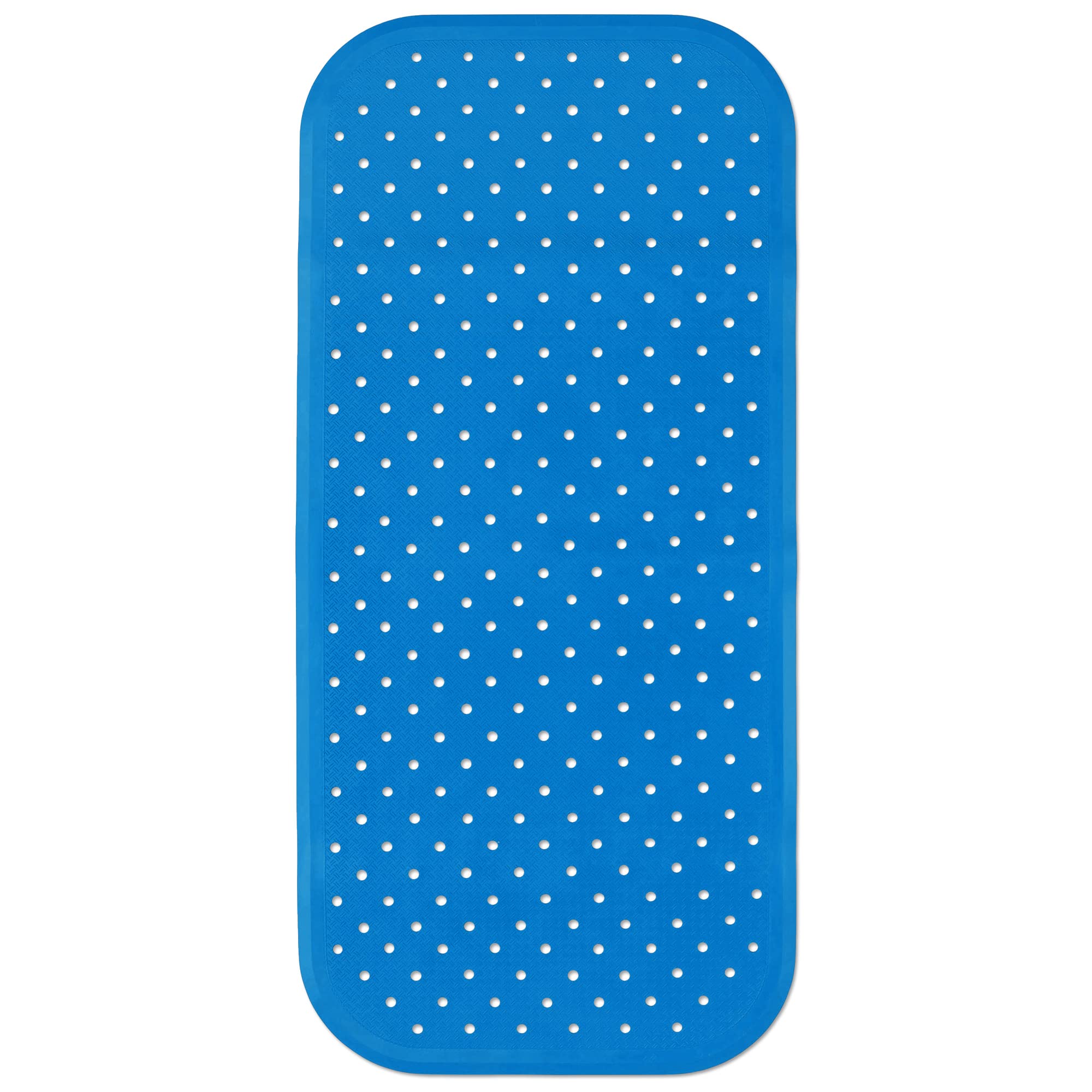 Tappetino antiscivolo per vasca da bagno, 76 x 34 cm, in gomma naturale FSC, 100% BPA + PVC, colore: blu petrolio