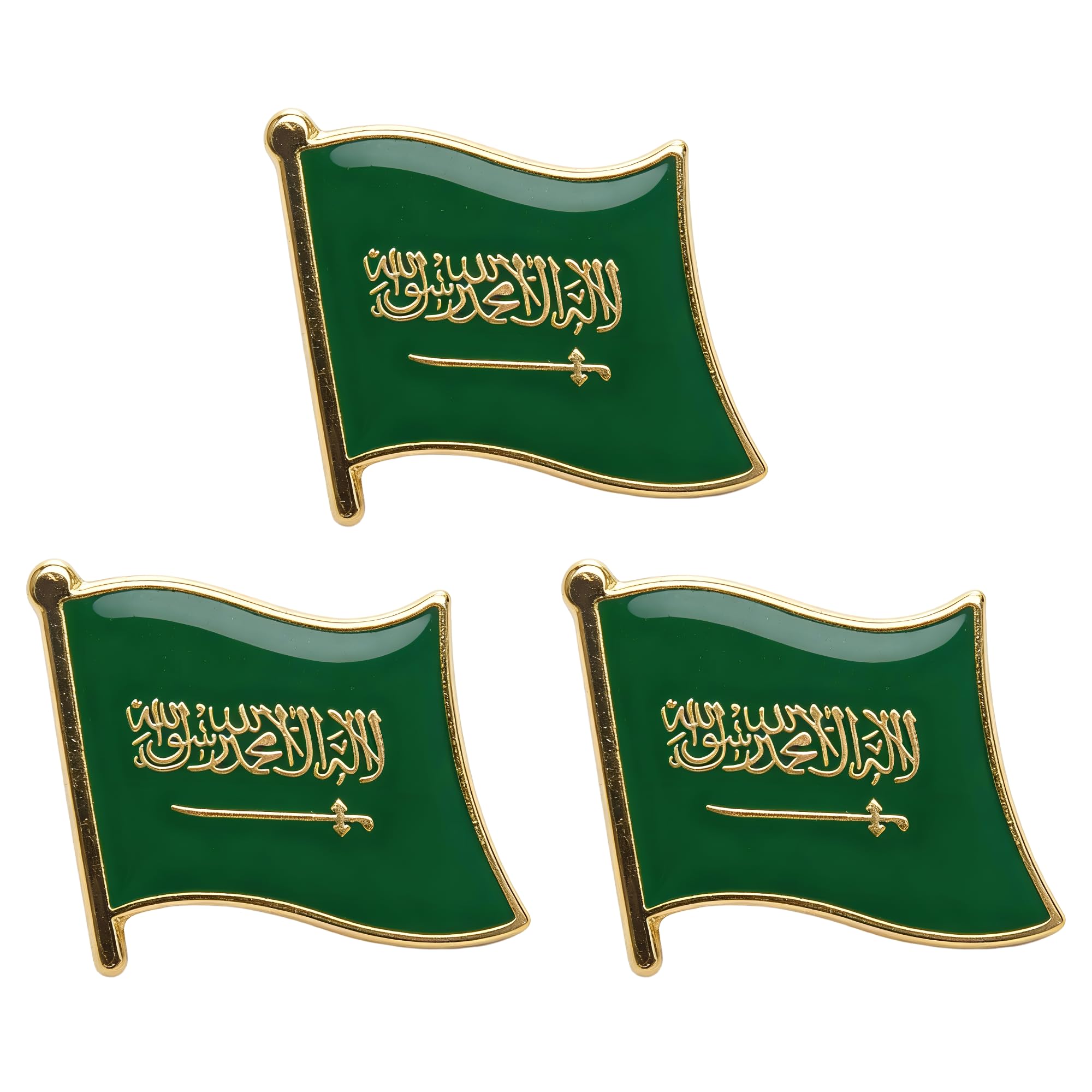 3 X Kingdom Of Saudi Arabia National Flag Metal Enamel Pin Badge, Metal