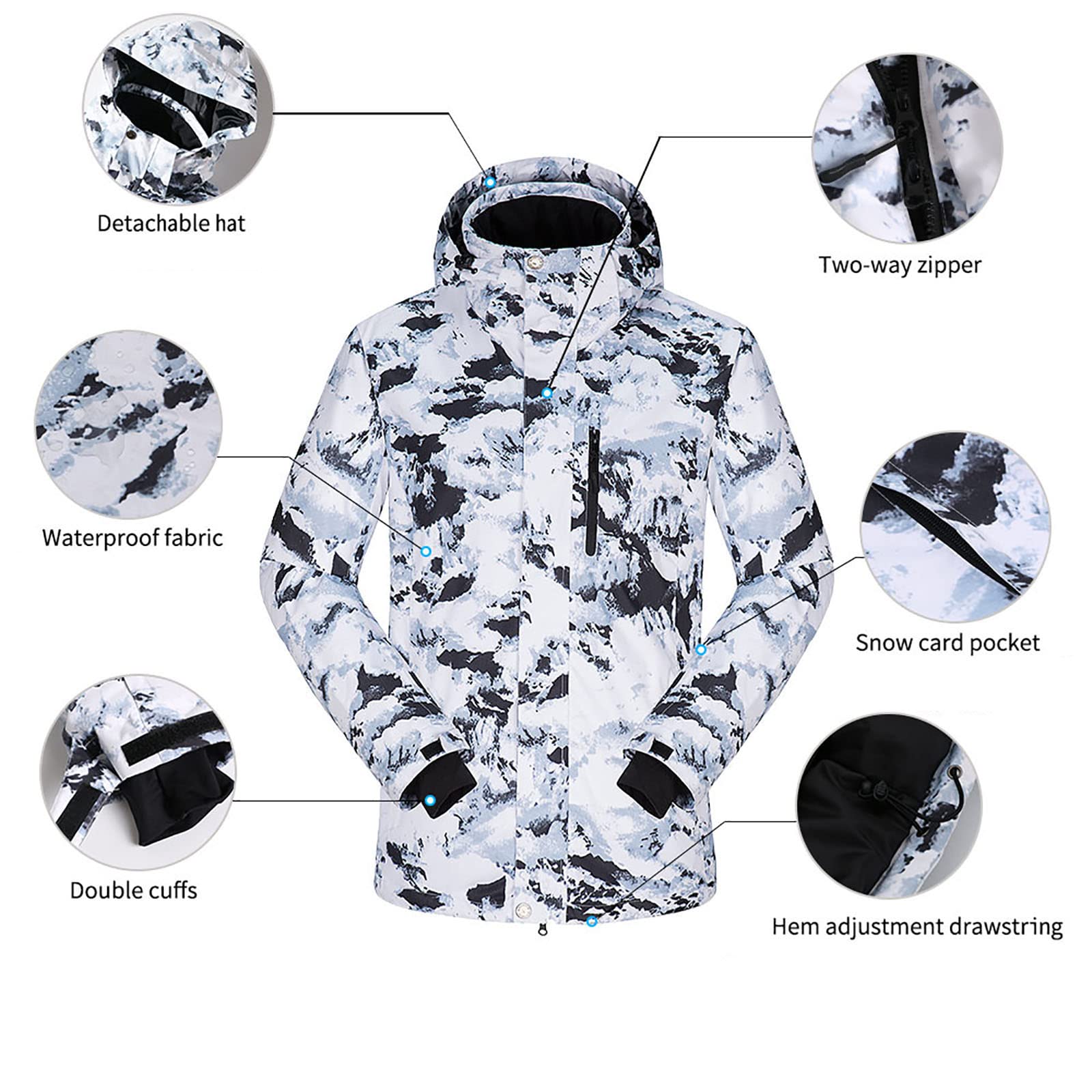 Traje de Esquí para Hombre Abrigo Impermeable Chaquetas y Pantalones de Snowboard Invierno Al Aire Libre Esquí de Montaña Ropa Térmica