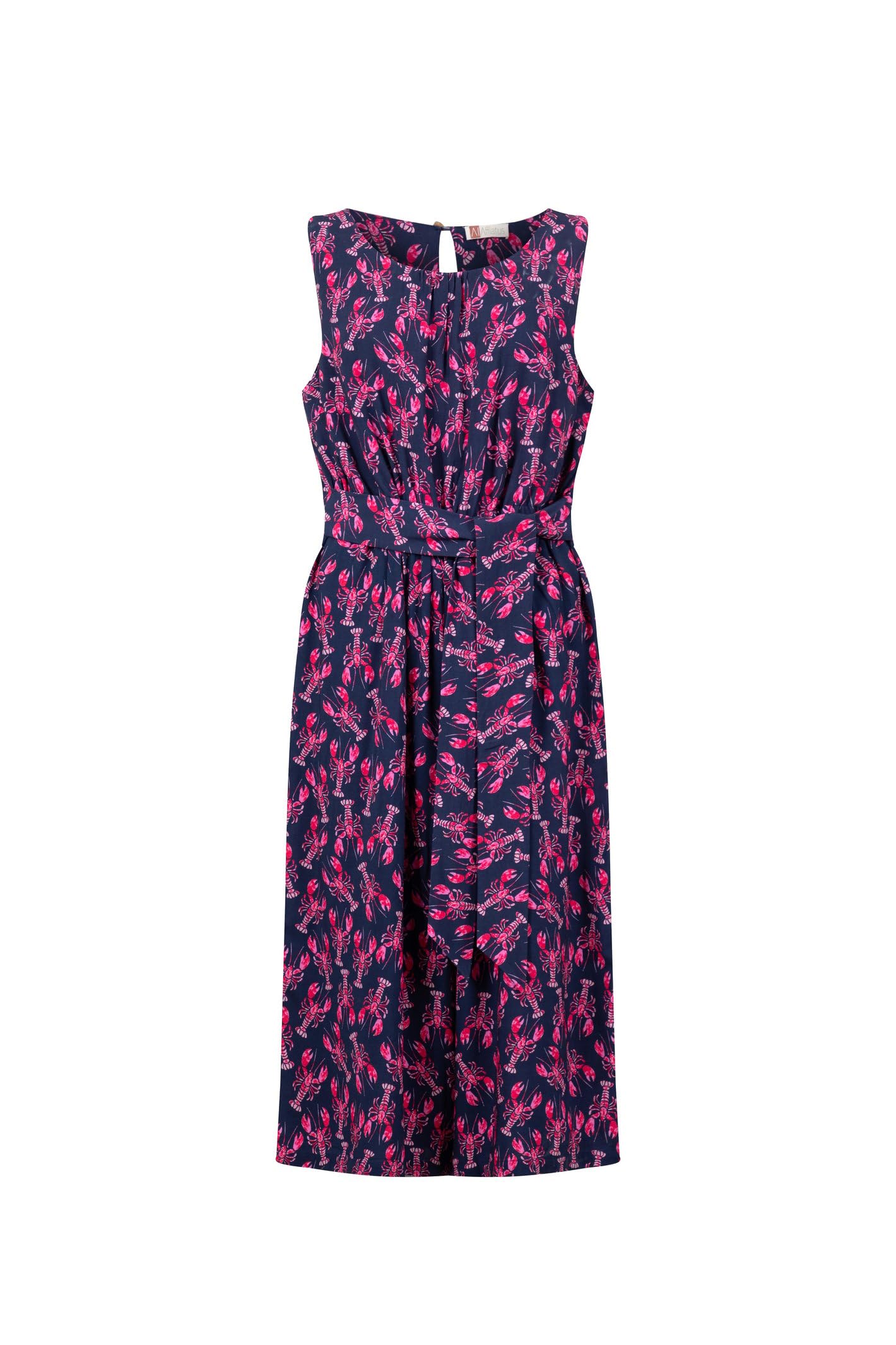 Weird Fish Nalani Printed Viscose Jumpsuit Mid Navy Size 14