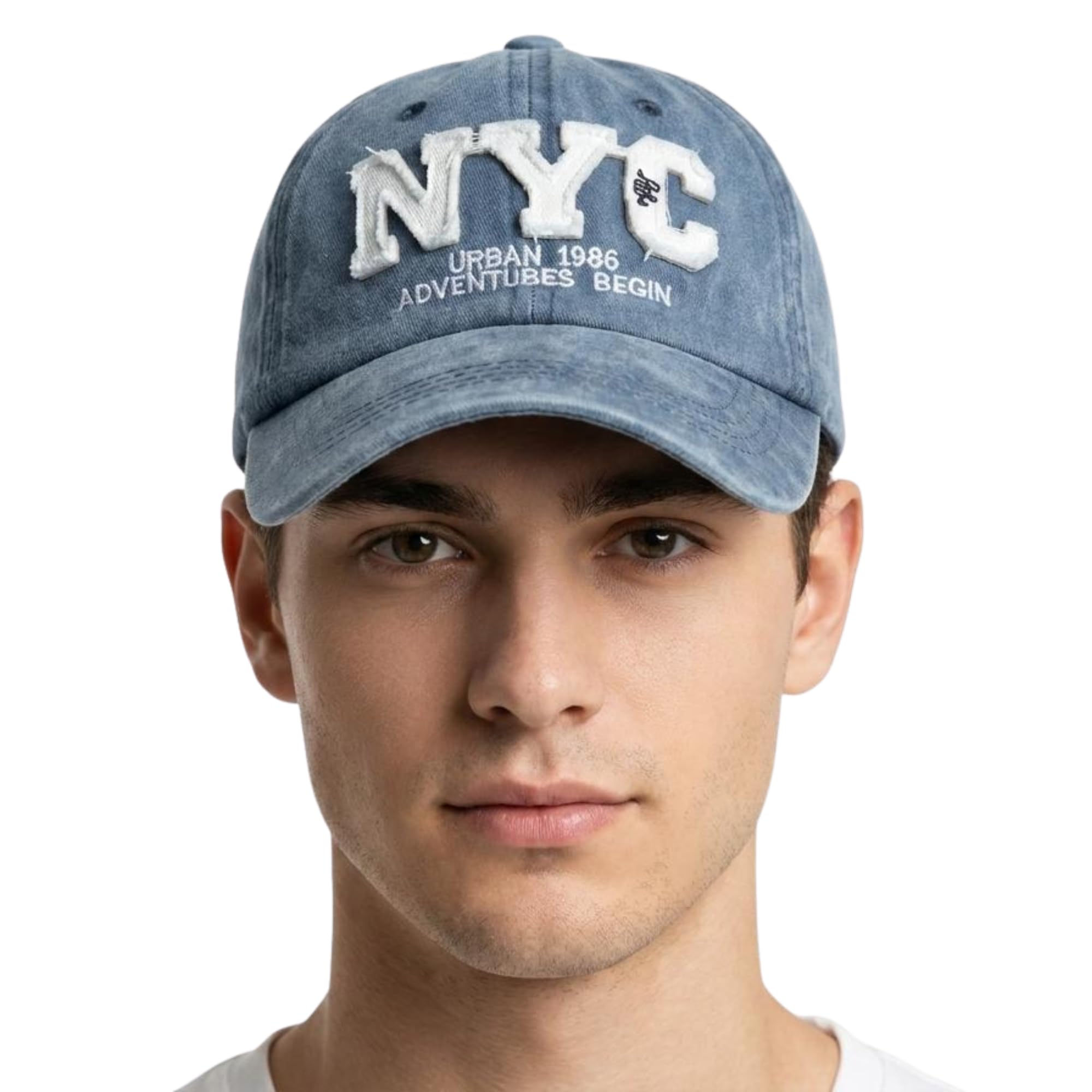 jamont Unisex Vintage Washed Cotton Baseball Cap for Men and Women | Adjustable Retro NYC Denim Style Dad Hat for Summer Sun Protection, Outdoor Travel, Gym, Sports & Casual Wear (Indigo Blue)-picture-21