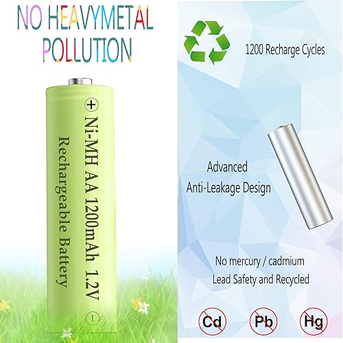 Miniatura 6 de Baterías solares recargables NIMH AA1200mAh 1.2V precargadas para juguetes eléctricos, luces solares al aire libre (paquete de 8)