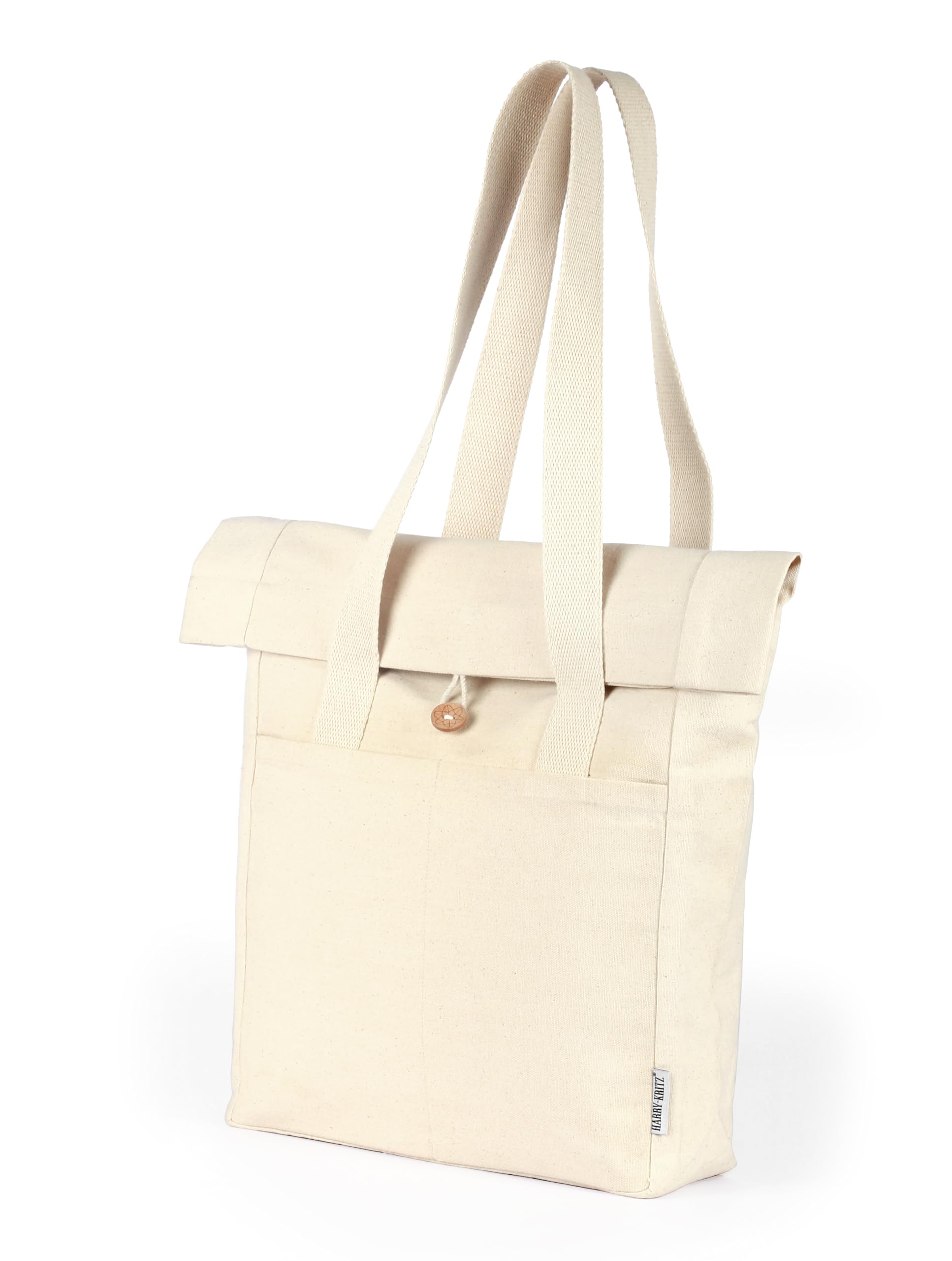 Harry Kritz Womens Vertical Relaxed Fit Canvas Tote Bag With Relaxed Fit Top Fold Closure For College And Everyday Use,Beige (B0CZXWK9JF) Amazon Price History, Amazon Price Tracker