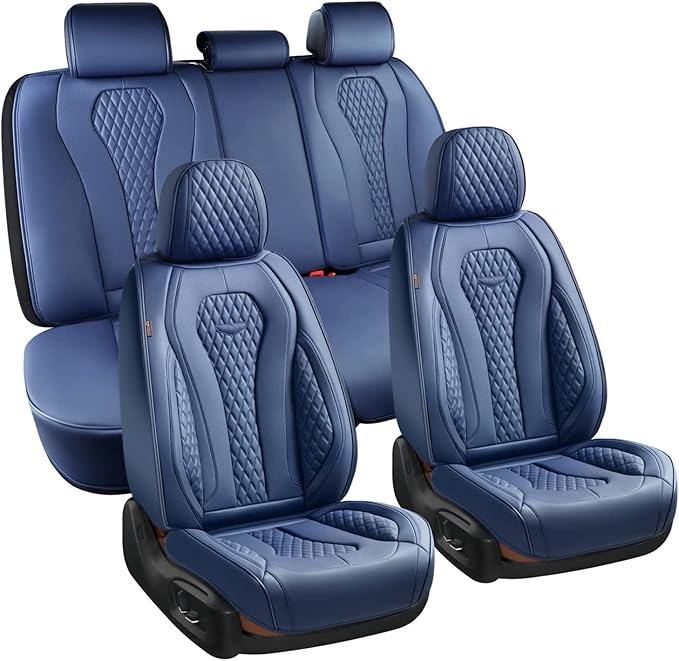 Coverado Leather Seat Covers Full Set, 5 Seats Universal Seat Covers