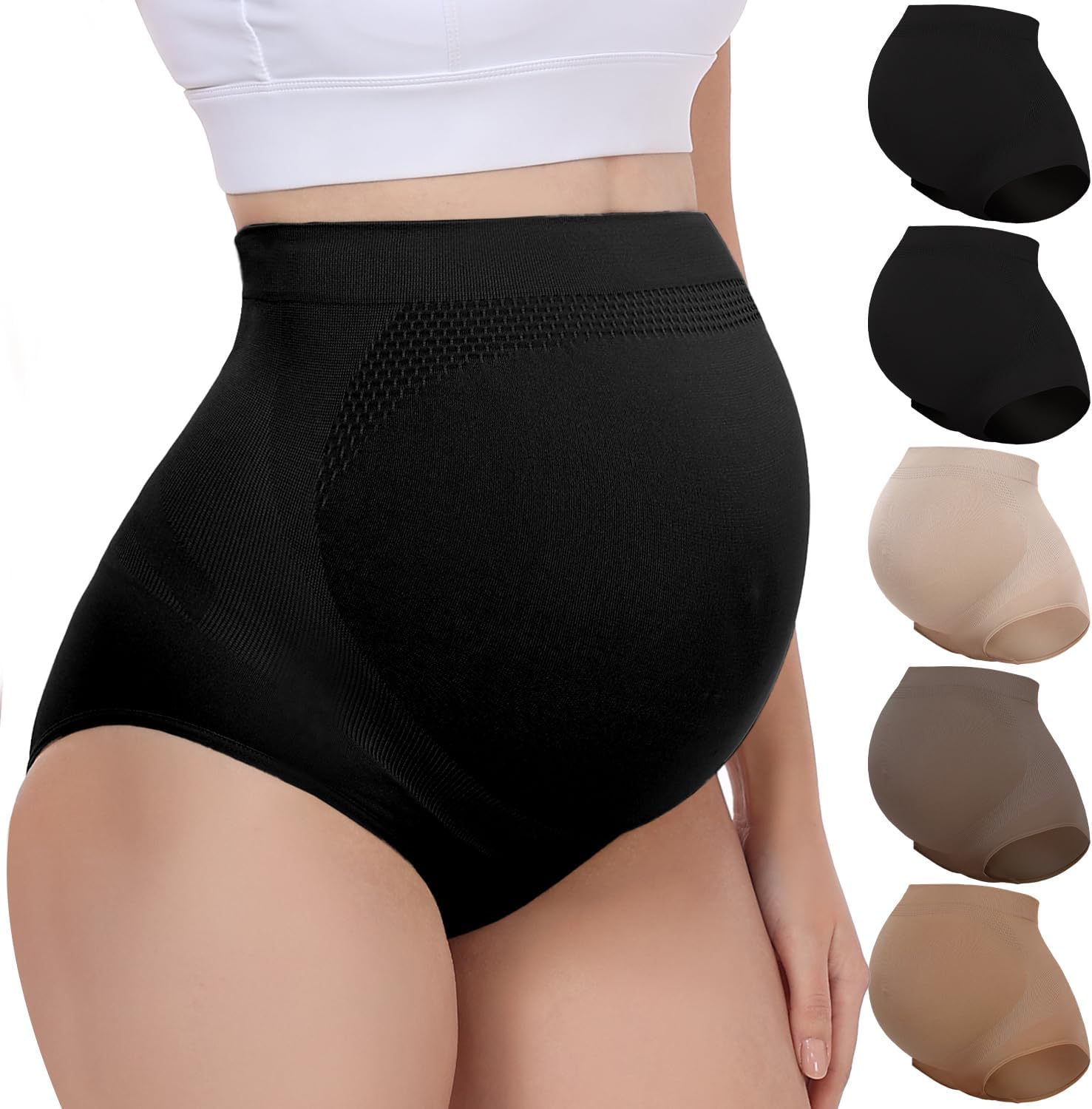 5 Pack Maternity Underwear Shapewear for Women Seamless Over Bump Pregnancy Panties Support