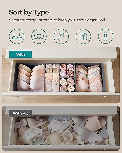 Miniatura 3 de Songmics URDZ006G03 Organizador de cajones, para aparador, juego de 12, contenedores plegables de tela para calcetines, ropa interior, brasieres,