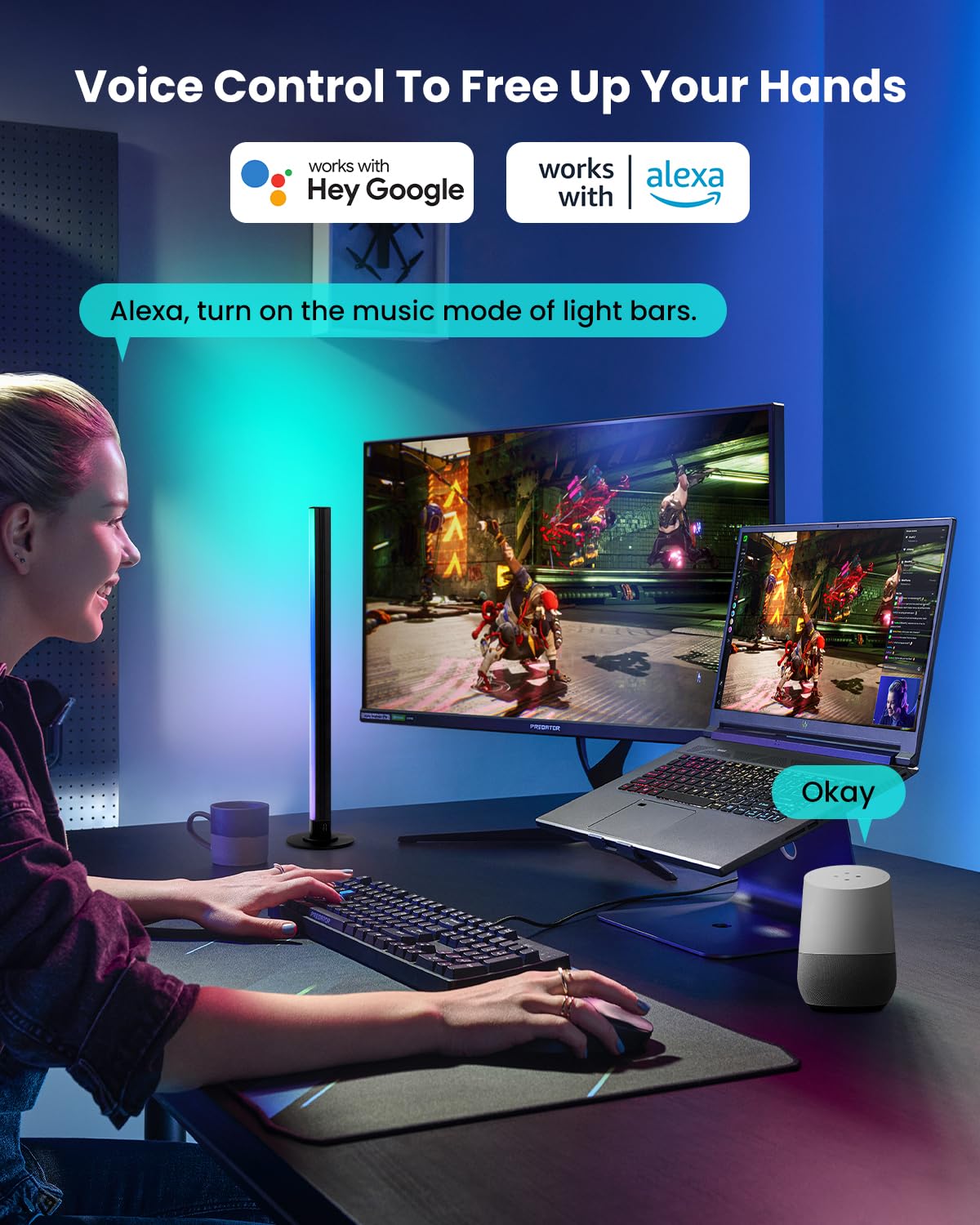 Smart RGB+IC barre luminose a LED, retroilluminazione TV portatile da 15 pollici, illuminazione ambientale da gioco, luce d'atmosfera che cambia colore, controllo APP, controllo vocale, modalità 44