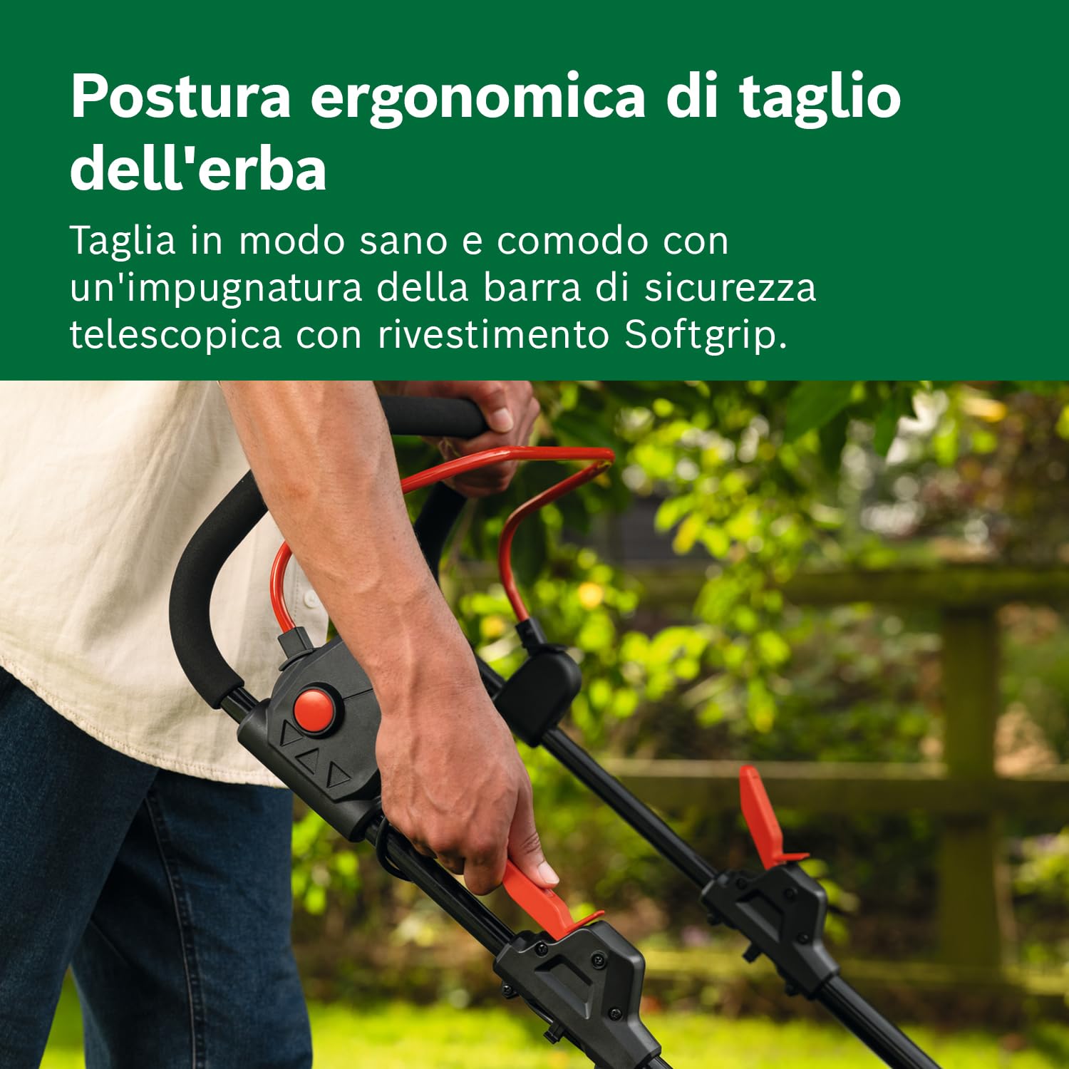 Bosch Rasaerba a batteria ROTAK18V2-43 (larghezza di taglio: 43 cm, altezza di taglio: 30-75 mm, sacco raccoglierba in tessuto da 50 l, tappo per pacciame, inclusi 2 batterie da 18 V e caricabatteria)