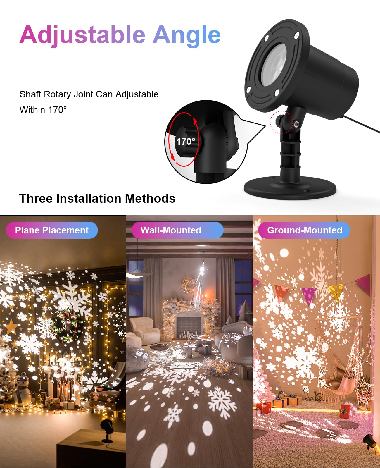 Snowflake Projector Lights Outdoor – Upgraded HD LED Dynamic Christmas Snow Projection Lamp, IP65 Waterproof, Holiday Snowfall Effect For House, Garden, Party