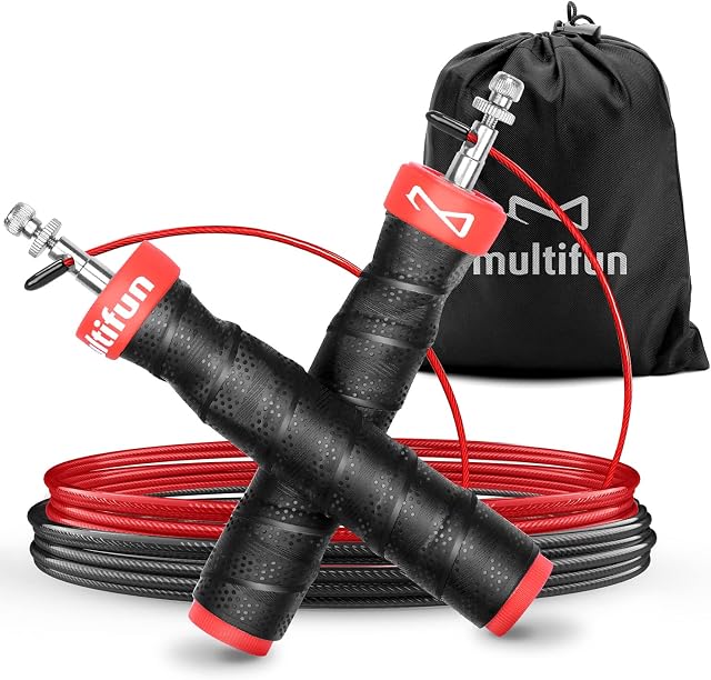 multifun Weighted Skipping Rope, Jump Rope for Fat Burning & Home Workouts Outdoor | Weighted Skipping Rope for Fitness Exercise Equipment Home Gym Workout Fat Loss & HIIT Cardio Training