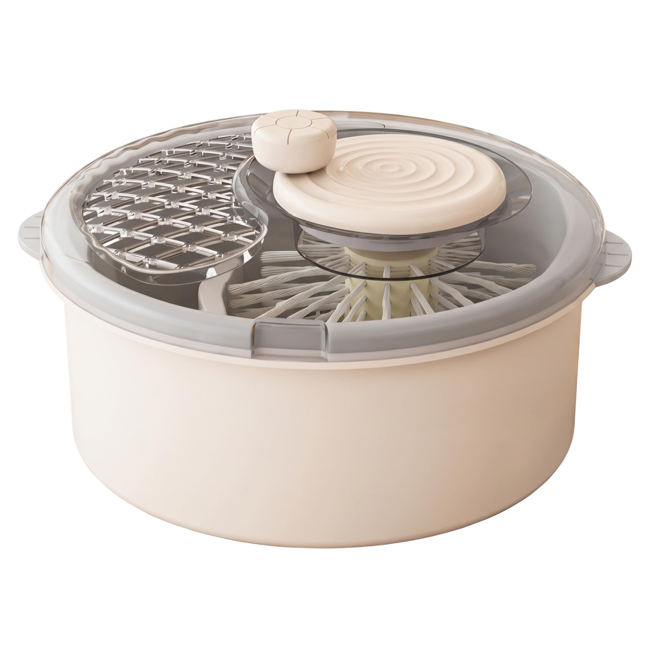 Produce Reinigungsgerät und Salatschleuder, handgekurbelt, weiß