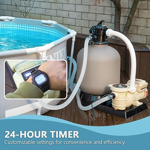 Miniatura 6 de XtremepowerUS Bomba de piscina de velocidad variable de 1.5 HP, adaptador de montaje de 1.5 pulgadas, 3 velocidades, panel LCD temporizador, 115230 V