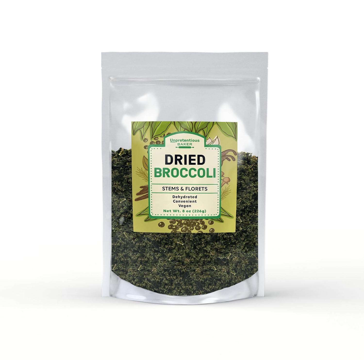 Unpretentious Dried Broccoli 8oz - Dehydrated Veggie Pieces for Soups, Sauces & Pantry Storage